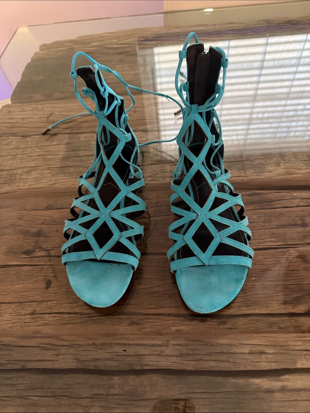 Kendall & Kylie Turquoise Lace-Up Strappy Women’s Sandals
